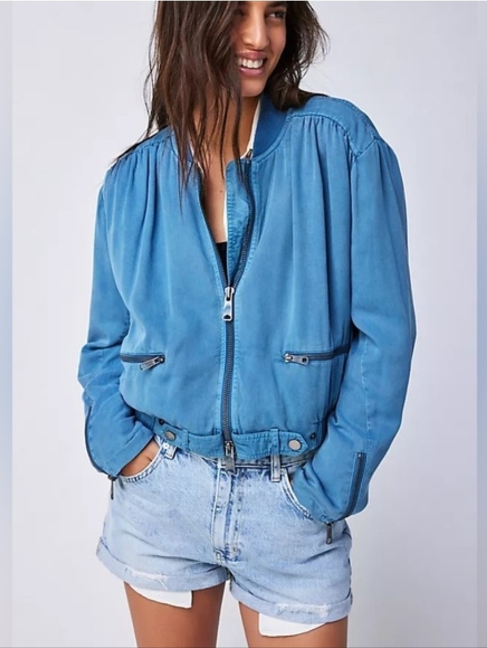 Free People We the Free | Women’s S, blue - Knock Out Siren Bomber Jacket